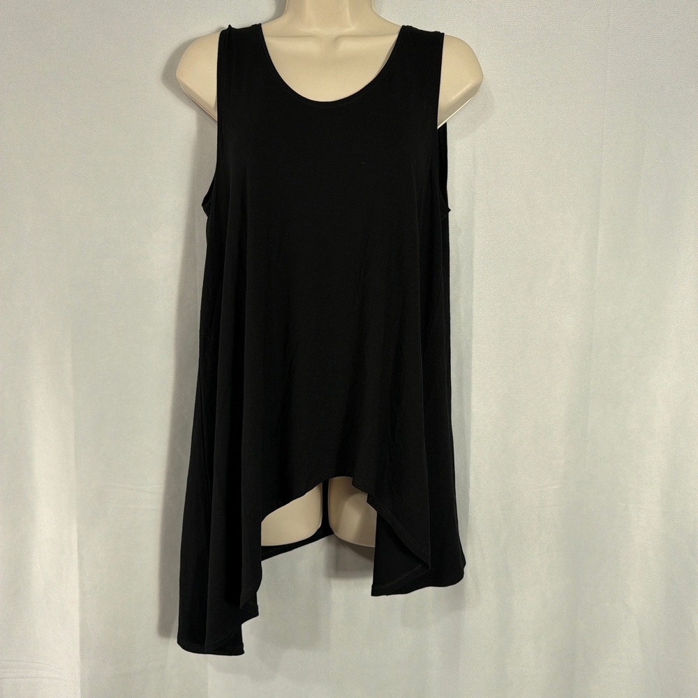 Eileen Fisher Tank Top Asymmetrical Handkerchief Hem Black Women Size Medium